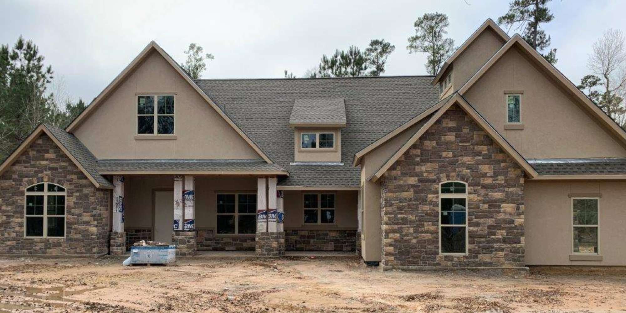 Image of the exterior of a custom home being built by Wonderview Custom Homes
