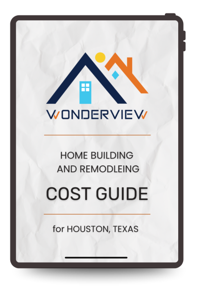 Wonderview Custom Homes Cost Guide Graphic on Tablet Cost Guide Graphic